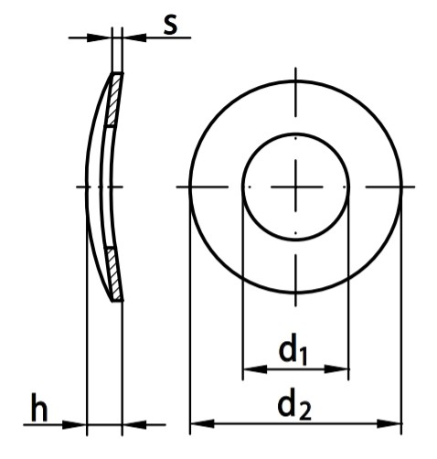 Шайба пружинная изогнутая волнистая DIN 137 форма B схема