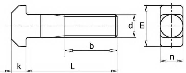 Болт Т-образный пазовый DIN 261-схема