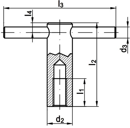 Вертикальная зажимная гайка с фиксированной рукояткой DIN 6305 - чертеж, схема