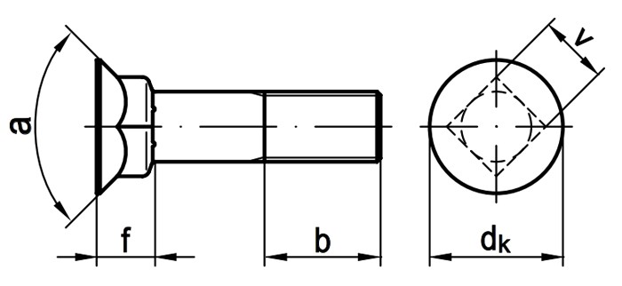 Болт лемешный ГОСТ 7786-81 (DIN 608) схема, чертеж