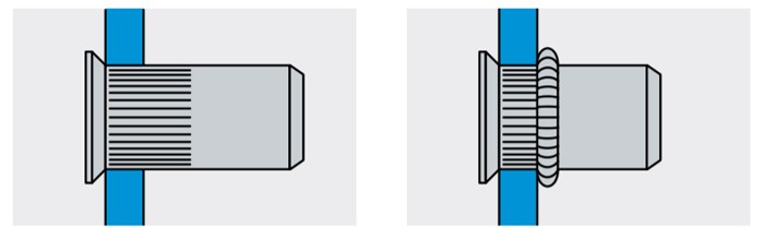 Резьбовая заклепка с потайным бортиком и насечкой