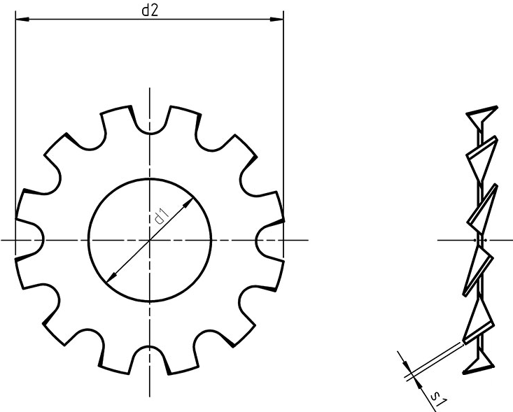Шайба стопорная с зубьями DIN 6797A-схема