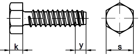 Саморез с шестигранной головкой DIN 7976 (ISO 1479) форма F-схема