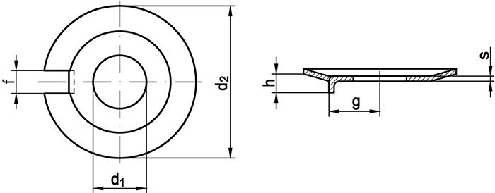 Стопорная шайба DIN 432 с наружным выступом - чертеж, схема