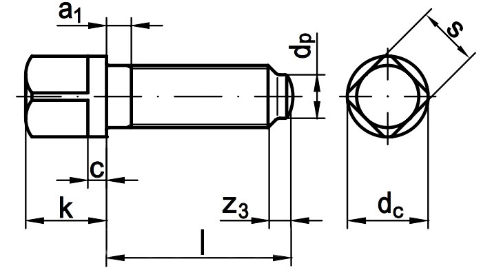 Винт с квадратной головкой DIN 480 схема