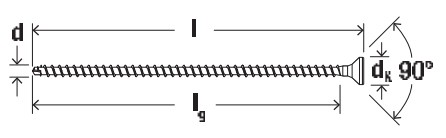 Шуруп Fischer c полной резьбой и потайной головкой и шлицем TORX - схема, чертеж