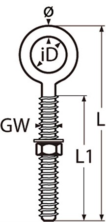 Винт-кольцо с метрической резьбой чертеж схема, eye bolt with metric thread schema