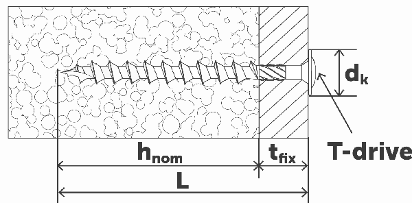 Шуруп по легкому бетону Sormat KBRM - схема, чертеж