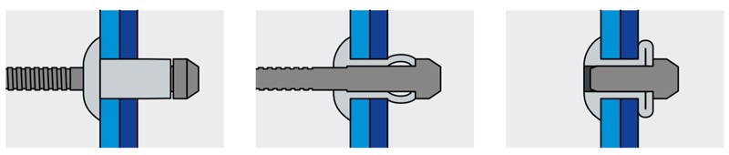 Заклепка вытяжная нерж.сталь/нерж.сталь со стандартным бортиком, для мягких материалов установка