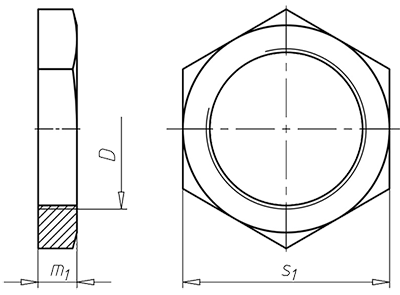 Низкая гайка с трубной резьбой DIN 431
