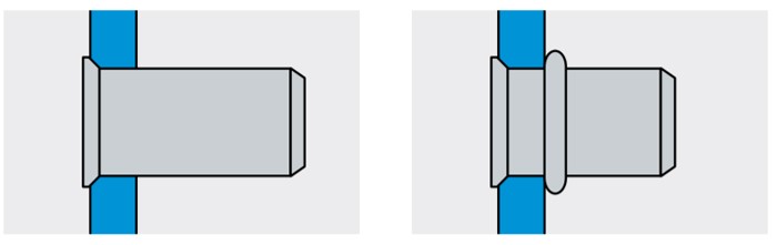 Резьбовая заклепка с уменьшенным бортиком установка