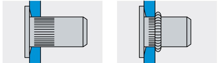 Резьбовая заклепка с широким бортиком и насечками для пластика