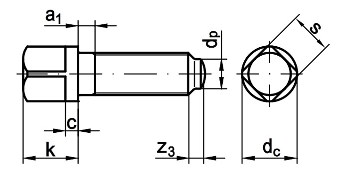 Винт установочный с квадратной головкой DIN480 схема